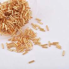 600颗2*7毫米魔幻玻璃珠，DIY十字绣串珠材料，手链和项链配件 - 金色 - 查看 3