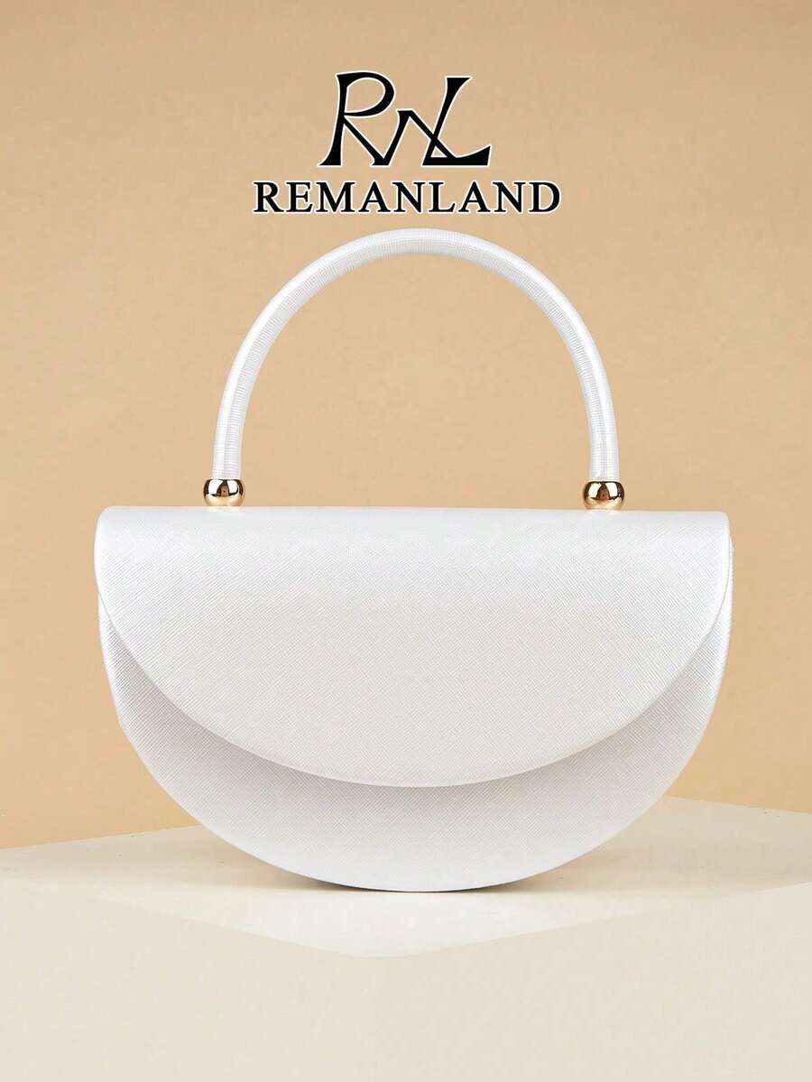 REMANLAND 优雅奢华的女士半圆形手提包，时尚小巧的单肩包，适合女士参加派对、婚礼、晚宴、宴会等场合，是派对女孩、女士的理想之选，也是送给女性的最佳礼物。