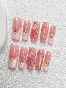 10Pcs Wind Polygel Nail Set,Acrylic Press-On Nails,Hand-Pinched Five-Petal 3D Camellia Nail Art Accessories,Golden Starlight,Comes With Nail Tools(1 Sheets Jelly Stickers+1PC Nail File)3 Sizes Available,Almond Nails, Duck Nails,Coffin Nails,Suitable For Daily, Reunion,Party,Photograph,Play,Spring Summer,Commute Supplies Nails,Great Gift For Ladies And Girls Press On Nails - Nhiều màu - Xem 12