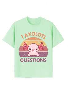 Tween Girls' Casual Funny Print Crew Neck Short Sleeve T-Shirt, Summer Top - Mint Green - View 4