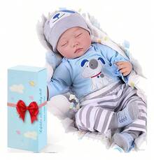 Muñeca de renacimiento de silicona articulada de 55 cm, viene con un juguete de peluche de jirafa. - Multicolor - Ver 1