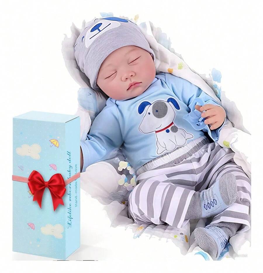 Muñeca de renacimiento de silicona articulada de 55 cm, viene con un juguete de peluche de jirafa. - Multicolor - Ver 1
