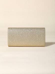 Glam Glitter Envelope Clutch Bag For Women, Elegant Evening Handbag With Gold Chain Strap, Metallic V-Flap Sparkly Party Prom Wedding Shoulder Crossbody Bag - 金色 - 查看 3