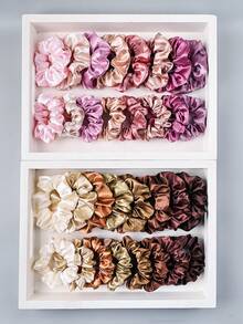 32Pcs Women's Soft Satin Scrunchies Set, High Elasticity Hair Ties, Multi-Color Silk Ponytail Holders, Versatile Fashion Hair Accessories For Girls - Multicolor - View 7