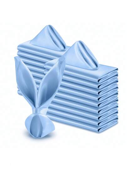 8pcs/4pcs Set Blue Satin Napkins - 30x30cm Square Satin Napkins - Soft Reusable, Suitable For Weddings, Parties, Mother's Day, Valentine's Day, Graduation, Luncheons, Restaurant Decor