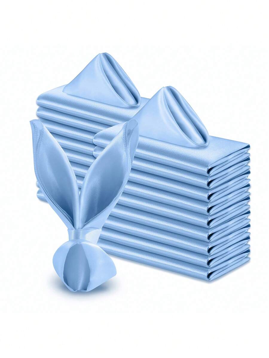 8pcs/4pcs Set Blue Satin Napkins - 30x30cm Square Satin Napkins - Soft Reusable, Suitable For Weddings, Parties, Mother's Day, Valentine's Day, Graduation, Luncheons, Restaurant Decor