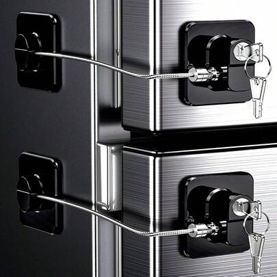 1pc Multi-Purpose Refrigerator Lock With Key, Easy Installation, Suitable For Kitchen Fridge, Cabinet, Drawer, Wardrobe, Window And Refrigerator Lock Set, Home Security Lock