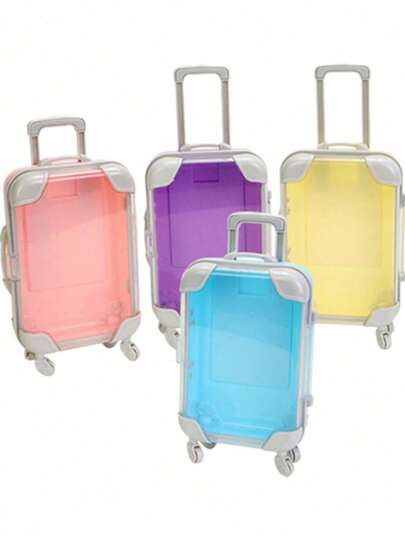 1pc Mini Transparent Pull Rod Storage Box, Realistic Mini Suitcase, Novelty Small Item, Gift, Party Favor, Prize, Graduation Gift