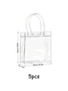 10/20个装透明礼品袋，带提手，防水透明礼品袋，小型透明糖果袋，透明礼品袋，秋季礼品包装手提袋，适用于婚礼、生日派对、万圣节、圣诞节派对用品，尺寸：5.9英寸 x 6.3英寸 x 2.8英寸 - 無色 - 查看 11
