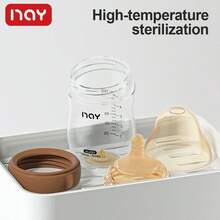 新生儿玻璃奶瓶，弧形瓶身设计防止胀气，5盎司/8盎司 - 彩色 - 查看 7