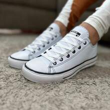 Kit Of 3 Unisex Star Style Sneakers For Men And Women, Casual, Traditional, Faux Leather - 白色/黑色/焦糖色 - 查看 5