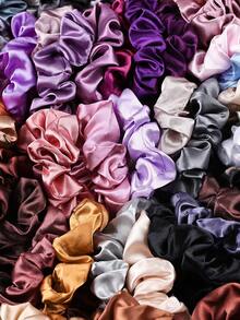 32Pcs Women's Soft Satin Scrunchies Set, High Elasticity Hair Ties, Multi-Color Silk Ponytail Holders, Versatile Fashion Hair Accessories For Girls - Multicolor - View 6