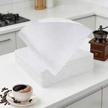 50/100/150/200/300pcs Coffee Filter Paper, Cone-Shaped Filter Paper, Easy To Use, Upgraded Design, V02 Size, Suitable For Pour-Over Coffee And Drip Coffee Makers. V-Shaped Pour-Over Coffee Filter Paper - Back To School Essential. - White - View 3