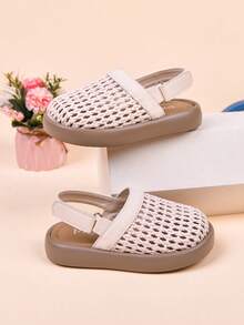 Kids Casual Versatile Woven Slip-On Flat Sandals - Beige - View 3