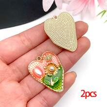 2/8pcs Elegant Flower Enamel Charms Flower Heart Necklaces Pendants Earrings Charms For Jewelry Making Bracelets Necklaces Earrings Keychains DIY Crafts - Multicolor - View 11