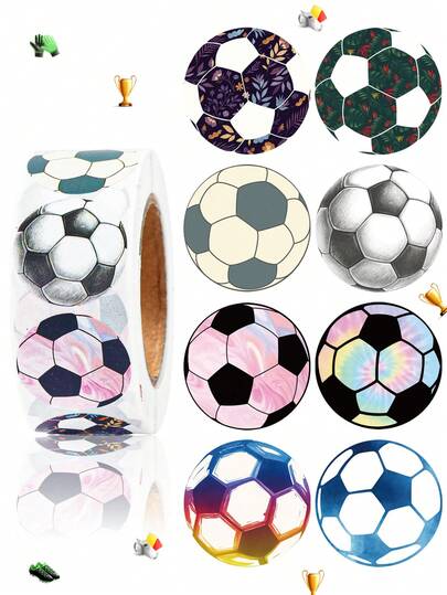 500pcs Colourful Football Stickers, Boy Birthday Party Supplies, Baby Shower Decorations, Gender Reveal Party Decorations, Football-Themed Party Small Gifts, Planning Stickers, Soccer Gift Bag Sealing Stickers, Envelope Greeting Card Stickers, Champion Decorations, Gift Wrapping Stickers, Party Cup Bottle Decorations, Books Magazines Supplies, Birthday Party Bag Fillers, Football Decorations, Birthday Gift Bag Fillers, Party Favors