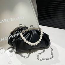 2026 New Pleated Cute Shoulder Bag, Niche High-End Chain Crossbody Shell Bag For Girls - Black - View 1