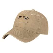 Anime Robot Robloxs Face Fashion Retro Washed Denim Hat - Khaki - View 2