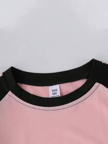 1 Peça Camiseta de Manga Curta com Estampa de Fone de Ouvido, Gola Redonda Casual para Meninas Adolescentes, Camiseta de Verão Adequada para Escola, Férias, Compras e Festa - Rosa chiclete - Visão 5