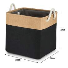 4 Stück Große Aufbewahrungskörbe 28x28x27 cm – Faltbare Stoff Aufbewahrungsboxen mit Griffen, Stabile Würfelboxen für Kleidung, Spielzeug & Regale, Organizer - Schwarz - Übersicht 2