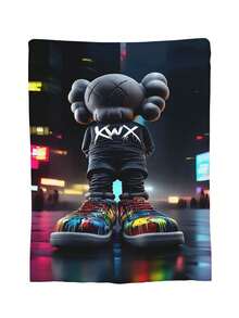 Kawss Kawaii Kaw Blanket Luxury Anime Flannel Blanket - Ultra Soft Cartoon Print, The Perfect Gift For Any Occasion, Christmas, Birthday, For Home, Camping & Travel Use - 黑色 - 查看 4