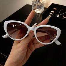 1副女士休闲猫眼白色时尚眼镜，适合日常佩戴、海滩、街头摄影 - 彩色 - 查看 7