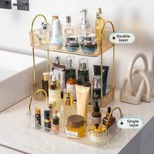 Prateleira de Acrílico Organizadora de Alta Qualidade para Cosméticos e Perfumes em Armários de Banheiro, Transparente, Adequada para Escritório, Banheiro, Cozinha e Sala de Estar. Ideal para Organizar Lanches, Temperos, Cosméticos, Alimentos e Utensílios Domésticos na Sala de Estar. - Branco - Ver 6