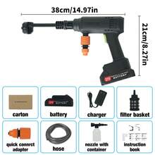 Cordless Pressure Washer, 550 High-Power Motor & 14 Plunger, 21V 6.75A 3.1L/Min Flow Rate, Portable Handheld With 6-In-1 Nozzle &Nozzle With Container, Cleaner For Car, Home, Garden, Deck, Floor.Gift - A - View 7