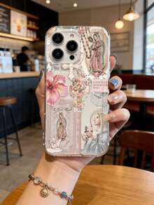 Religious 1pc Personalized Cross & Virgin Mary Graphic Aesthetic Pattern Transparent TPU Shock-Absorbing Anti-Fingerprint Phone Case, Compatible With IPhone 16 Pro/16 Plus, 15/15 Pro Max/15 Pro, 11/12/13/14 Pro Max, 11 Pro/11 Pro Max, 12 Pro/12 Pro Max, 13 Pro/13 Pro Max, 14 Pro/14 Pro Max, Creative Soft Case With Premium Feel Compatible With Samsung Phones - Multicolor - View 4