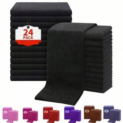 6/12/24pcs, Microfiber Facial Cloths, Soft Washcloths For Face, Quick-Drying & Reusable, Makeup Remover Cloths, Seam-Free Edge Technology, Comfortable & Gentle, Travel-Sized Makeup Washcloths