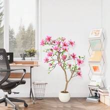 WARMTOBABY Árbol de magnolia artificial con flores de color rosa suave, planta de piso de seda realista para decoración del hogar u oficina, interior o exterior, sin mantenimiento requerido - 4 pies - Ver 6
