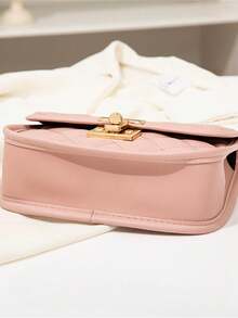 Mini Diamond Quilted Chain Strap Minimalist Shell Bag, Suitable For Daily Wear - Pink - View 8