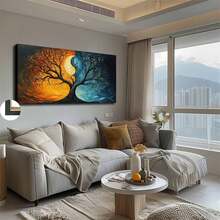 2D Flat - 1pc Large Framed Canvas Wall Art | Posters & Prints | Painting | Large Modern Yin Yang Wall - Framed Oil Painting Canvas With Yin Yang Symbol, Minimalist Chinese Balance Symbol, Horizontal For Living Room, Bedroom, Office Decor - 50x100cm/20x40Inch Ink Canvas In Frame - 111 - View 10