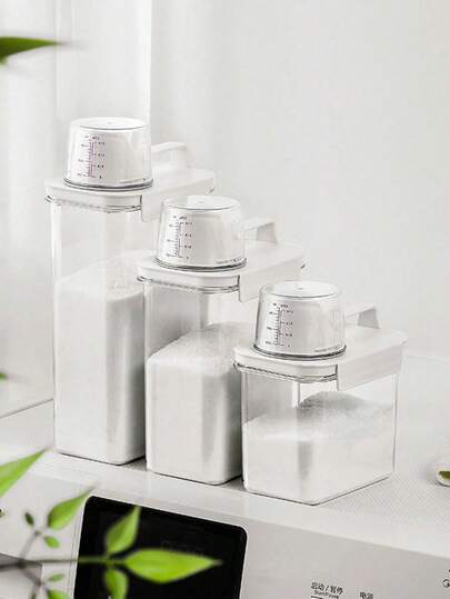 Dispensador de detergente recargable de 1100/1800/2300ml, apto para detergente en polvo, suavizante de tela, lejía, etc., con etiquetas, para uso en dormitorio, también se puede usar para almacenar jabón de platos, productos de baño, decoración de habitación