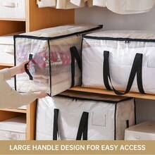 Transparent Visible Baby Blanket Storage Bag, Large Capacity Reinforced Handle Baby Clothes Toys Bedding Organizer Bag, Closet Home Moving Packing Storage Bag - Multicolor - View 9