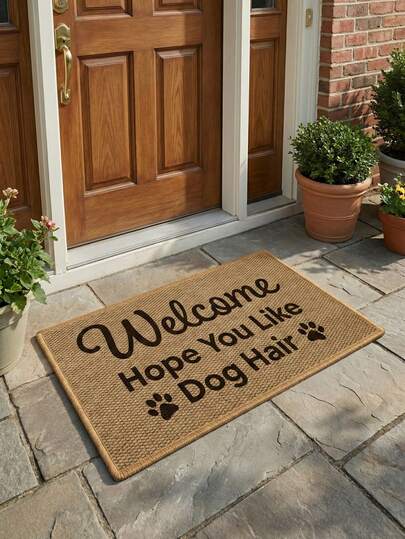 1件可水洗印花菠萝环（仿黄麻）门垫/地毯，独特的菠萝环地毯，顶部吸水，底部TPR防滑，适合宠物主人，厚度约0.7厘米，适用于家居入口、客厅、花园装饰，个性化家居装饰，时尚美观。