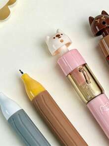 2/4pcs Dog Shaped Twist Water Spray Pen, Black Neutral Pen, Student Prank Squirt Pen, Cartoon Funny Creative Stationery Water Pen - Puppy - View 4