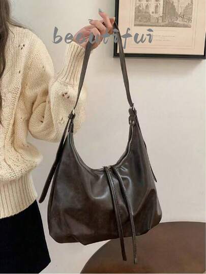 2025 New Korean Fashion Campus Style Vintage Distressed Underarm Bag For Women, Oversized Tote Bag For Shopping, Party, Travel, Gift - Autumn/Winter, Street & Japanese Bag For Women , Vintage Bag , Valentines Gifts