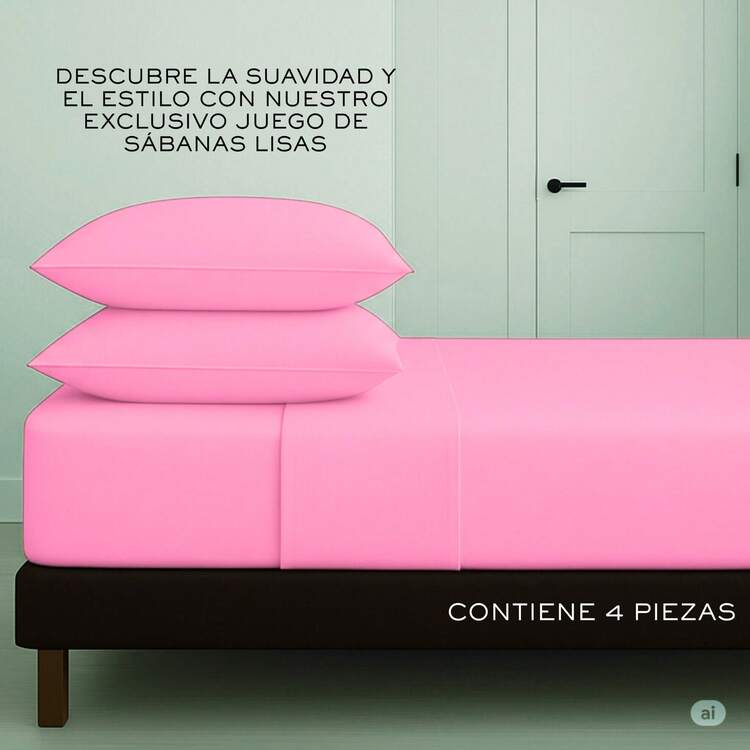 Set de sábanas Individual diseño liso de color sólido para cama 3000 Hilos, 3 piezas / 1 Forro,1 Sábana plana y 1 Funda de Almohada, Frescas y Suaves - Rosa Claro - Añade 3