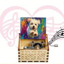 Cute Puppy Hand Crank Music Box You Are My Sunshine Wooden Music Box - Oil Painting Puppy Music Box - View 5