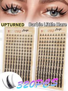 320片/32排漫画风格假睫毛套装，动漫风格簇状假睫毛，自然妆效假睫毛，仙女风格簇状假睫毛，适合初学者，含胶水 - 彩色 - 查看 12