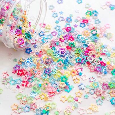 4毫米 30克/50克 多色星星亮片 - 彩色PVC亮片 - 适用于DIY新年情人节礼物、服装、玻璃制品、花瓶、手机壳、婚纱、舞蹈服装 - 手工爱好者和DIY达人的理想之选 - 理想的生日和节日礼物