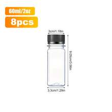 8 个迷你塑料果汁瓶带盖 - 可重复使用的果汁瓶，透明饮料容器，带盖，适用于榨汁、制作冰沙和其他饮料 - 旅行必备 - 宽口设计，防漏，可用洗碗机清洗 - 查看 16