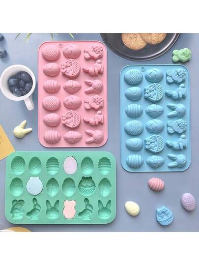 1/2 แพ็ค แม่พิมพ์ช็อกโกแลตซิลิโคนอีสเตอร์, แม่พิมพ์ซิลิโคน 18 ช่องพร้อมรูปทรงตะกร้า, ไข่ และกระต่าย สำหรับทำลูกอมอีสเตอร์, กัมมี่, พุดดิ้ง, เยลลี่, สบู่, ตกแต่งคัพเค้ก