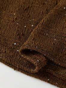 Womens Rhinestone Halter Tank Tops Summer Fashionable Solid Color Cowl Neck Backless Vest - Brown - View 8