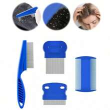 4件套专业除虱、除蚤、去屑梳套装，密齿梳子套装，不伤头皮去屑刷，专用头发驱虫梳 - 彩色 - 查看 6