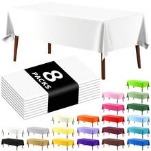8 piezas Mantel desechable rectangular de unicolor, mantel de plástico PEVA impermeable y resistente al aceite para decoración de mesa de postres y fiestas - Multicolor - Ver 3