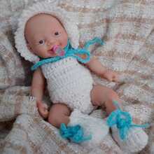 Muñeca bebé reborn niña mini de 7 pulgadas - Material de silicona lavable, muñeca recién nacida suave y realista, con piel pintada, conjunto de punto blanco, regalo familiar perfecto, regalo de muñeca recién nacida, adecuado para cumpleaños/Navidad/Halloween/Acción de Gracias - Blanco - Ver 12