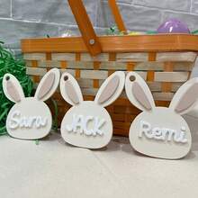 Personalized Easter Beige Bunny Basket Tags, Easter Bunny Tags, Personalized Bunny Ears Name Tags, Custom Holiday Pendant Decorative Nameplates, Beige Bunny Hanging Ornaments, Acrylic Easter Bunny Decorations - Multicolor - View 10