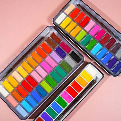 12/24/36 Solid Watercolor Paint Set, Watercolor Painting, Color, Sketching, Painting, Coloring, Suitable For Artists, Teenagers, Beginners And Professional Art Use, Holiday Gift, For Professional Art Painting Use